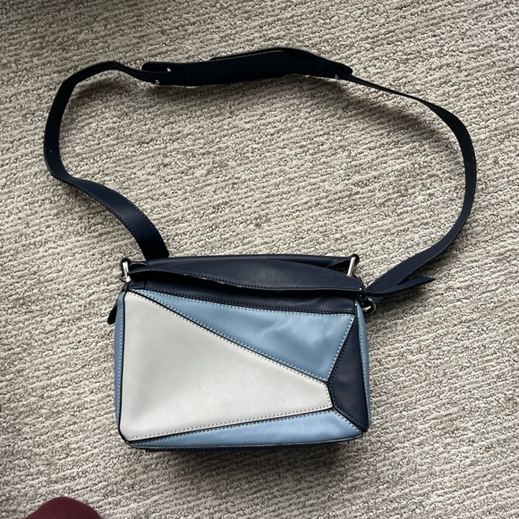 Blue Puzzle Bag Fashion Geometric Crossbody in Light Blue, Navy - Picture 2 of 15